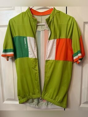 Men’s Rionbike Green Cycling Jersey with Orange & White Panels
